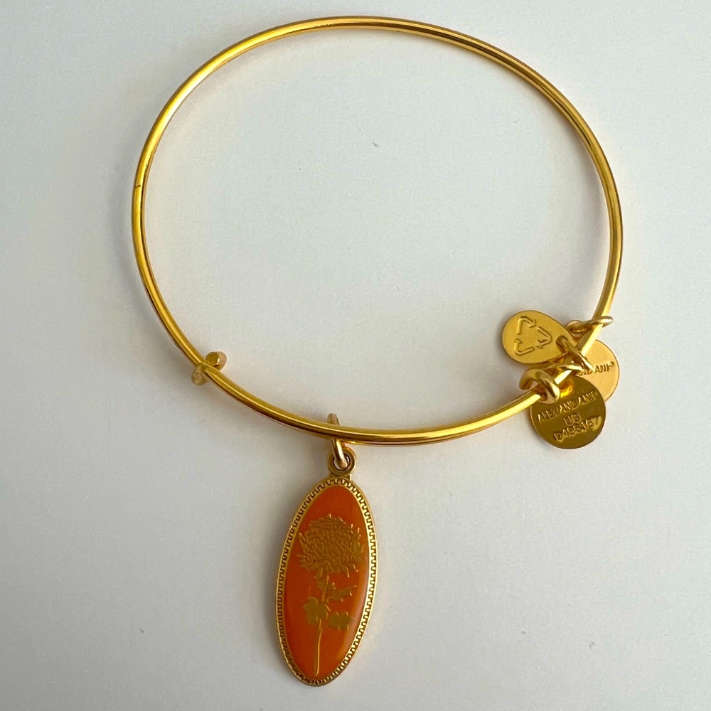 ALEX AND ANI chrysanthemum flower charm bangle